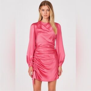 Cinq A Sept Smooth Satin Natalia Dress Pink Size 2 $495 MSRP